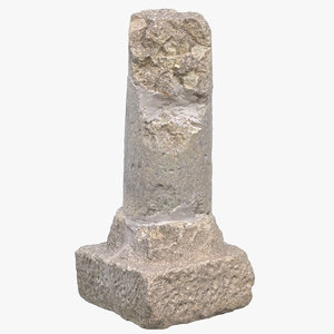 3D ancient pillar piece 02