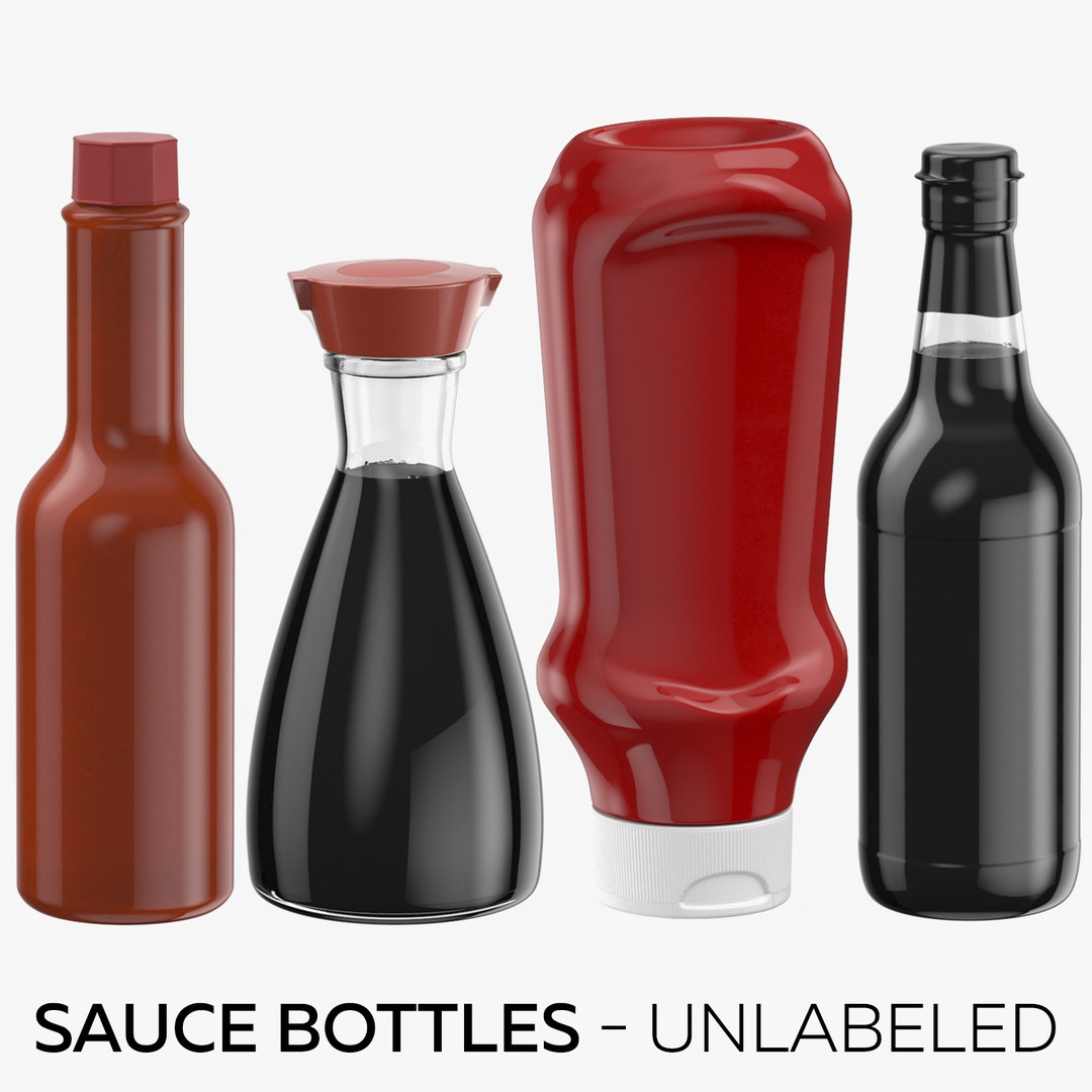 3D sauce bottles unlabeled TurboSquid 1502091
