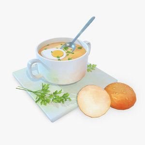 3D stylized soup bowl model
