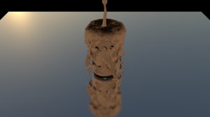 chocolate milk poured glass 3D model