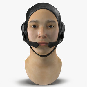 chinese pilot head rigged 3D
