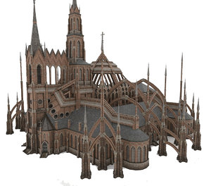 3D gothic cathedral 01 model