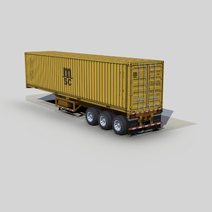 container 40ft chassis trailer 3D model