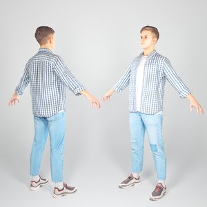 3D model scanned ready young man