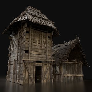 3D gen wooden silo storage model