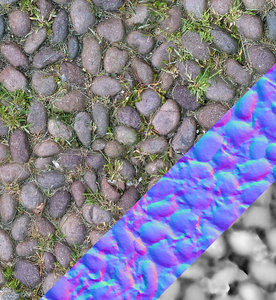 Rounded stone tex with normal map 04
