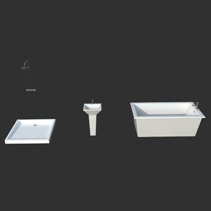 bathroom elements washbasin shower 3D model