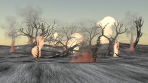 3D model forest ash trees