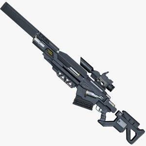 3D sci-fi rifle weapon pbr