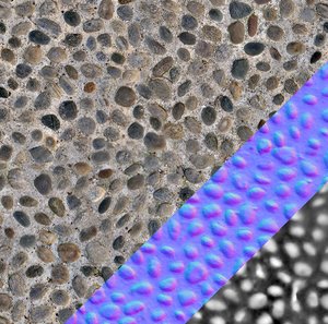 Rounded pavement stones with normal map 02