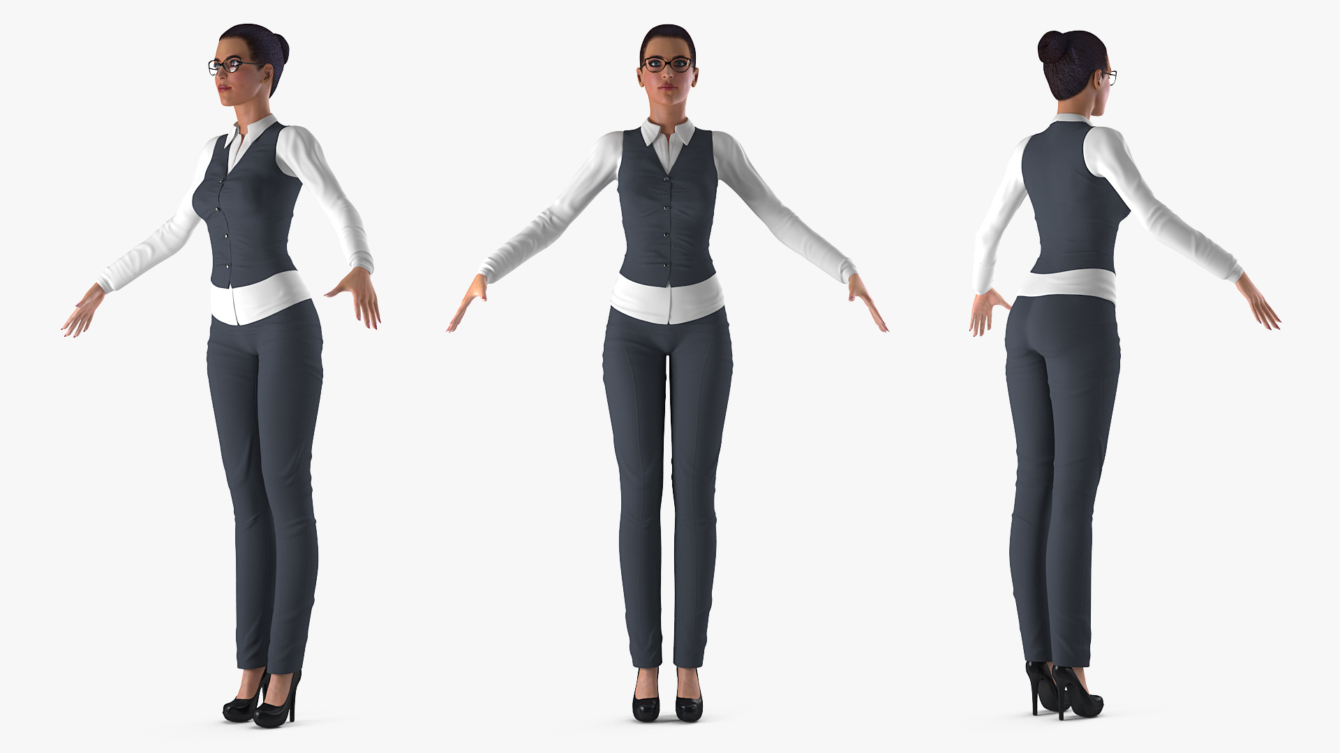 3d pose. Woman 3d t pose.