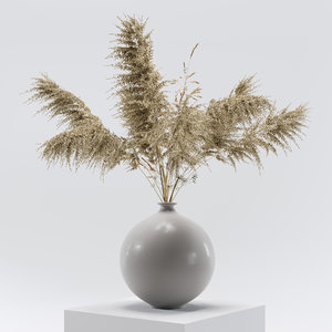 3D vase dry flowers 0001 model