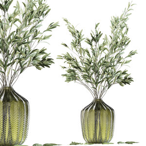 olive stems green glass 3D model