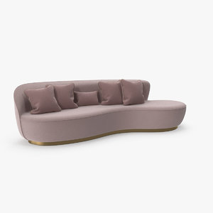 curved sofa pink 3D