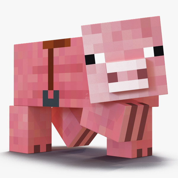 マヤ用にサドルを装備したminecraftpig3dモデル Turbosquid