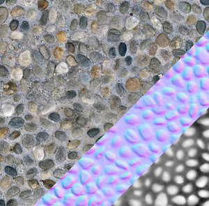 Rounded pavement stones with normal map 03