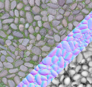 Rounded pavement stones with normal map 04
