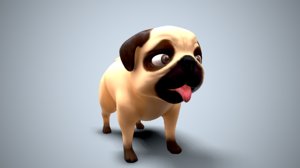 pug cartoon 3D model