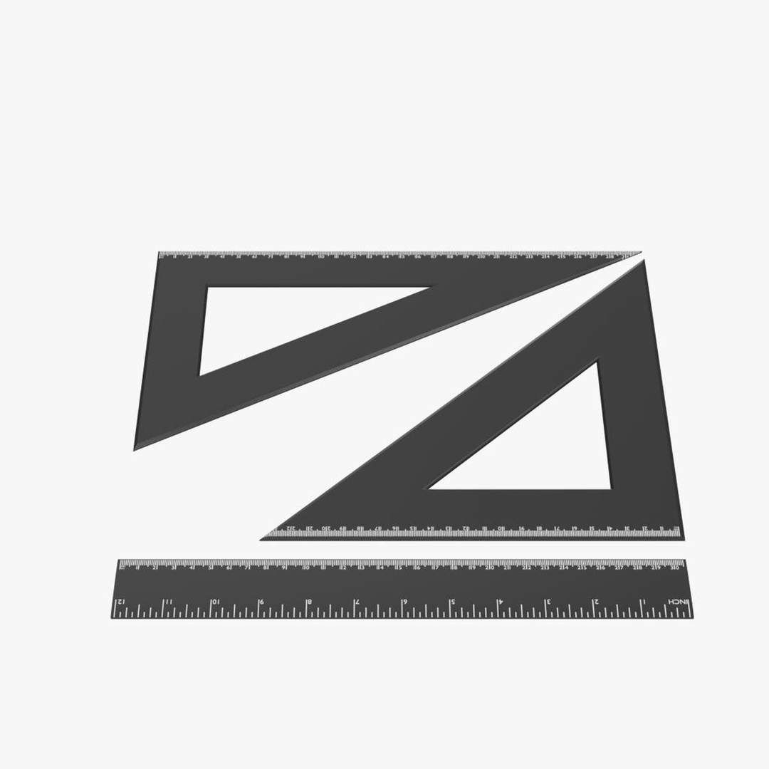 Set drafting ruler square 3D model TurboSquid 1343389