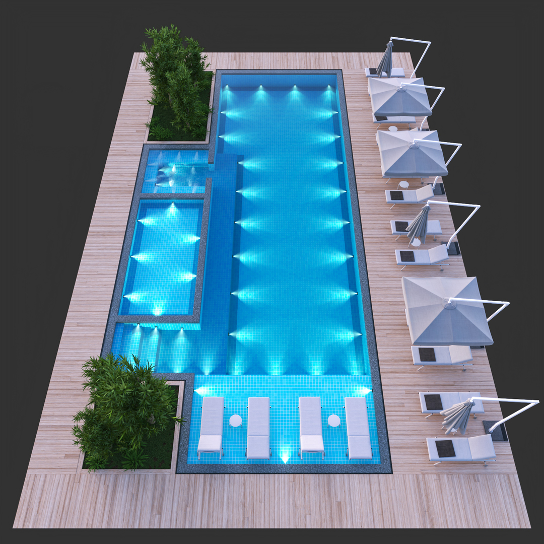 Sunbed swimming pool 3D model TurboSquid 1505207