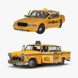 3D nyc checker cab rigged