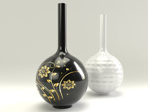 3D black white vases model