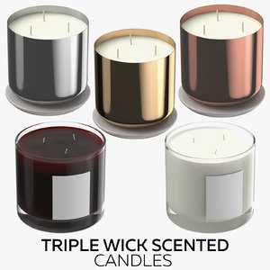triple wick scented candles 3D model