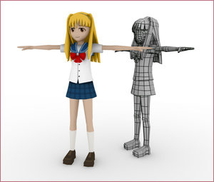 3D animanga rigged anime character model