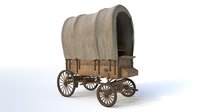 3D old western covered wagon model