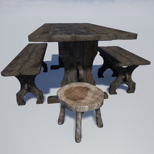 kitchen furniture set table 3D