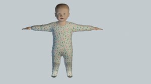 3D rigged baby pajamas model