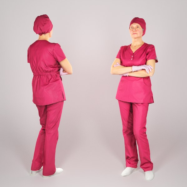 adult woman uniform surgical 3D