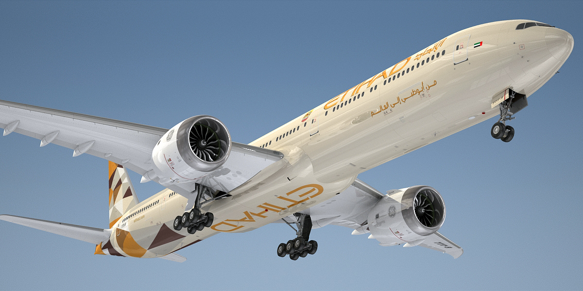 boeing 777-9 aircraft etihad 3d model