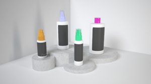 3D set plastic bottles