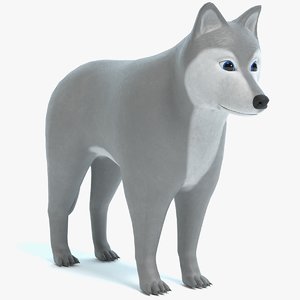 cartoon wolf 3D model