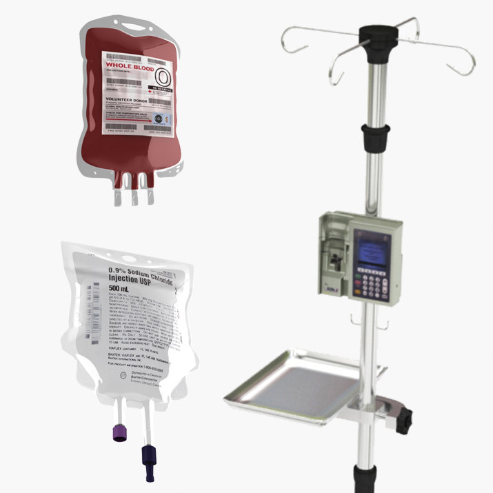 3D iv stand blood bag TurboSquid 1508557