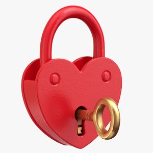 3D padlock heart lock