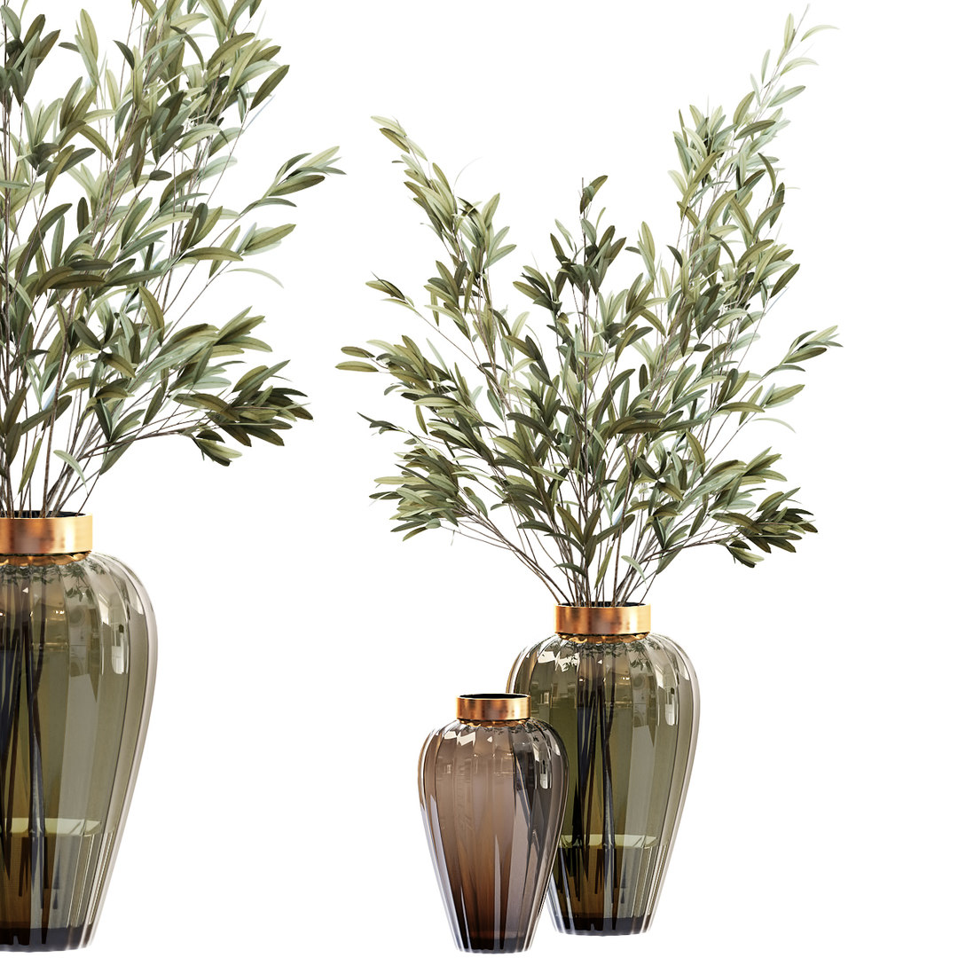 Olive stems glass vase model TurboSquid 1508782