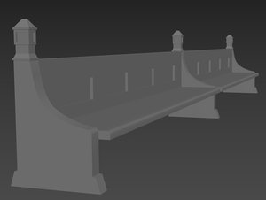 3D gothic church bench model