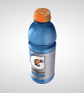 3D blue bottle plastic l