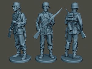 3D german soldier ww2 standguard model