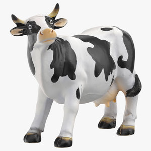 3D black white cow statue