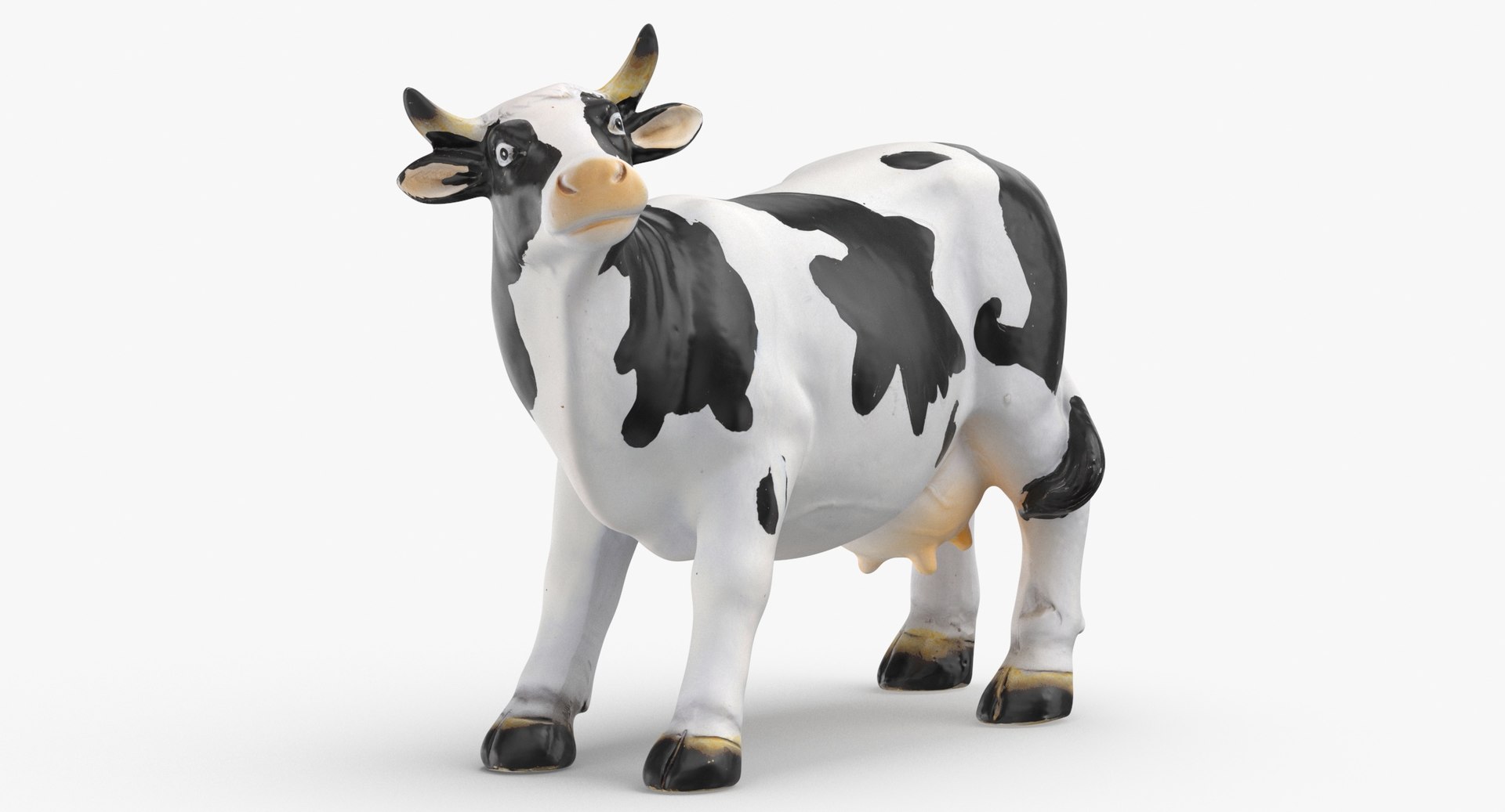 黑白牛雕像装饰013d模型