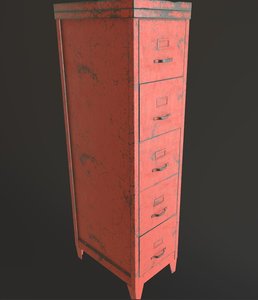 long steel red cabinet 3D