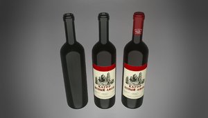 3D wine bottles model