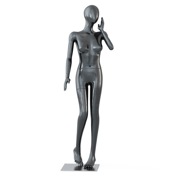 立ちポーズの女性の黒いマネキン593dモデル Turbosquid