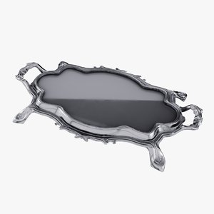 3D realistic silver tray