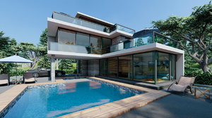3D modern contemporary villa model