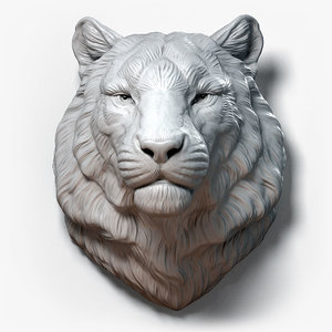 tiger head animal sculpture 3D