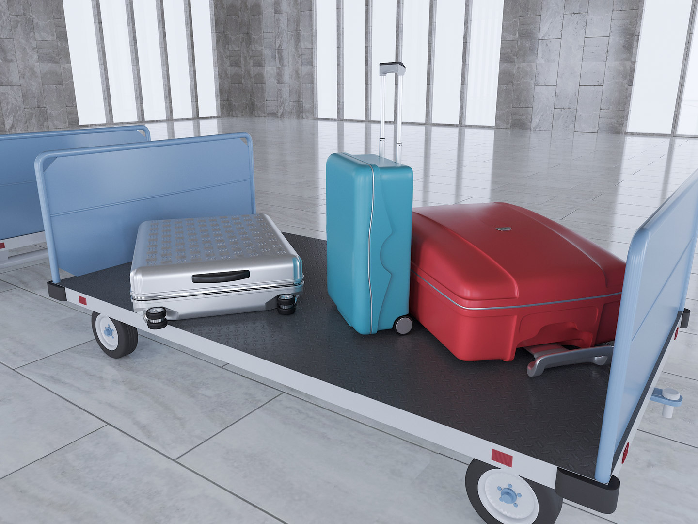 Airport baggage carts 3D model TurboSquid 1510858